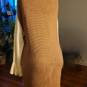 Brown and Cream Knit Sweater Dress